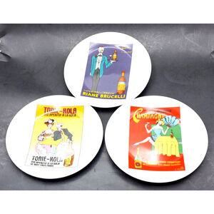 Godinger Dessert Snack Plates Vintage Posters Set of 3 Home Essentials 7.5"